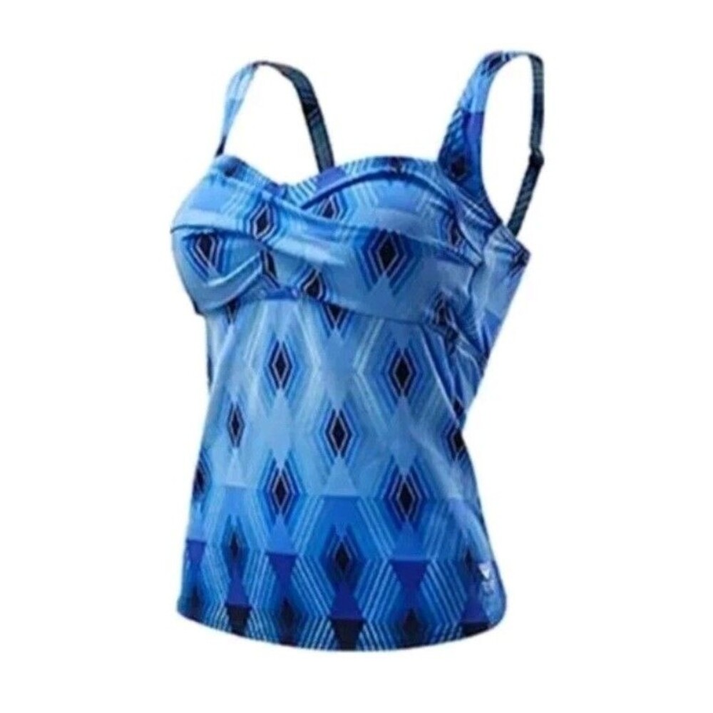 TYR Stirling Twisted Durafast Elite Contour Cup Tankini WTSTBR7A Women's 8 Blue